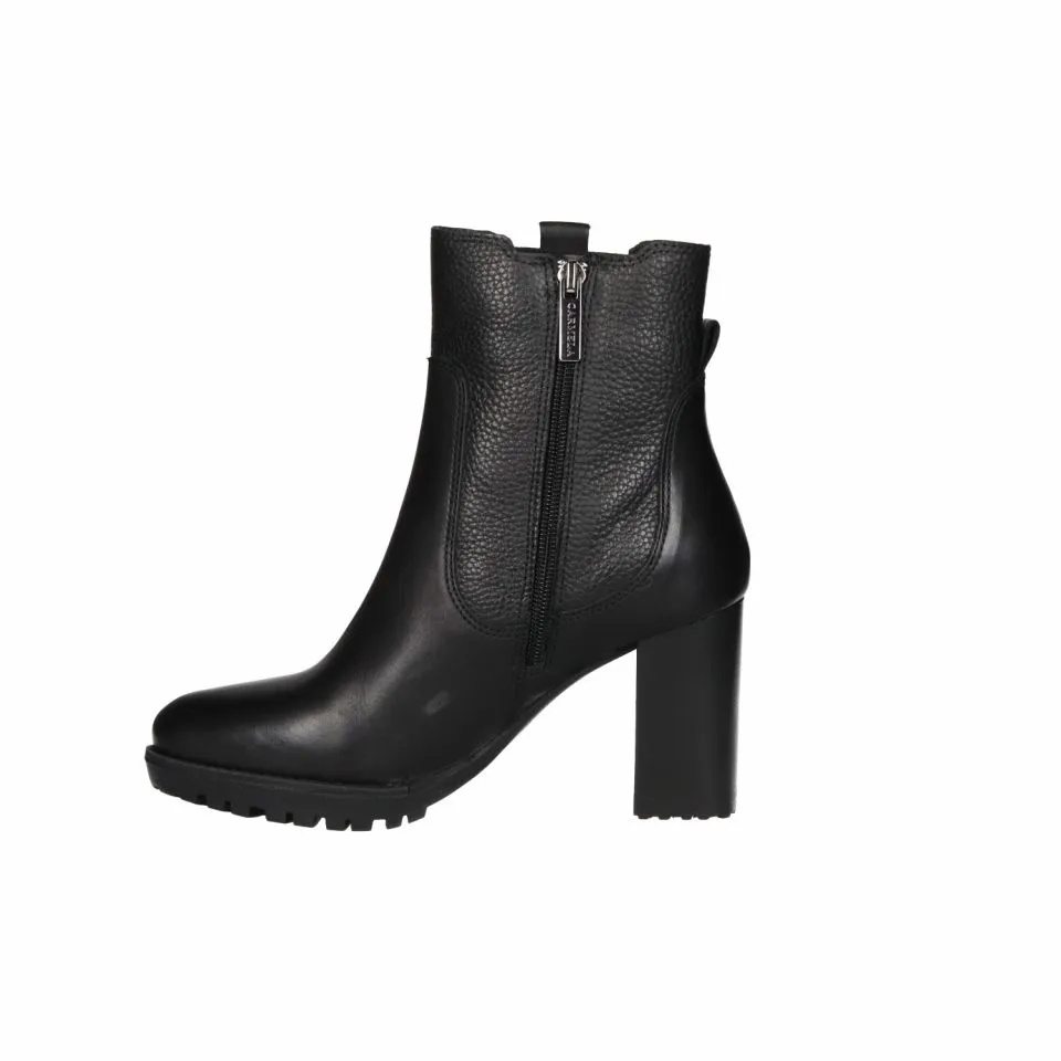 Botin Cremallera Piel Negro Elastico Lateral Tacon Alto
