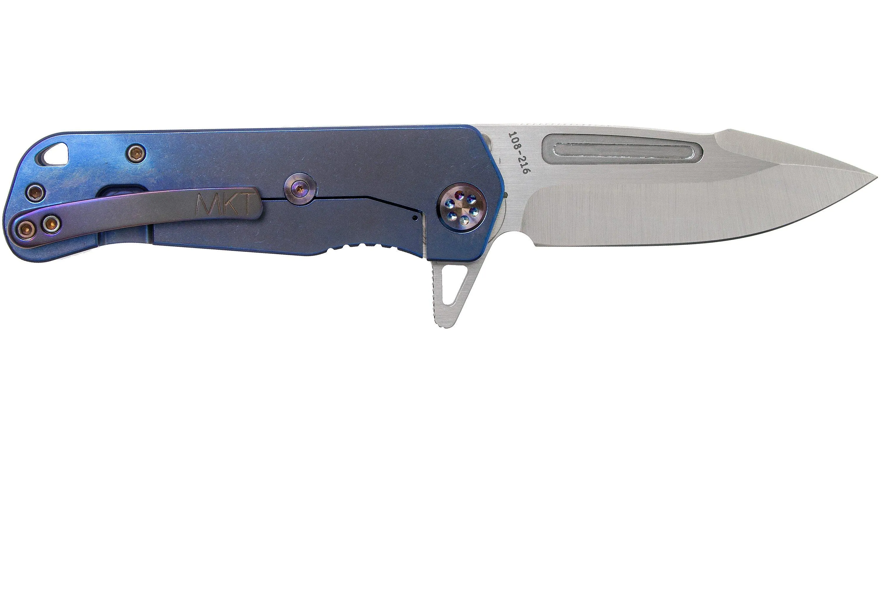 Medford Proxima S35VN, Tumbled Blade, Blue Handle, Flamed Hardware navaja