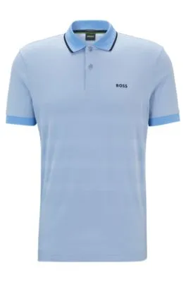 Polo de algodón con estructura de palomita de maíz en el motivo de rayas